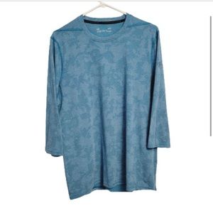 Under Armour Fitted Tee Threadborne  Heat Gear Long Sleeve Blue on Blue Large